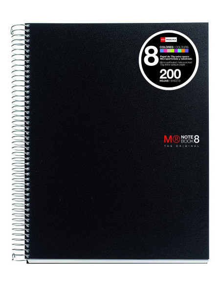 CUADERNO ESPIRAL NB-8 A4 200 HOJAS 5X5MM POLIPROPILENO NEGRO MIQUELRIUS 42006