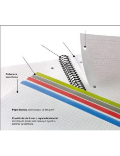 CUADERNO ESPIRAL NB-8 A5 200 HOJAS 5X5MM POLIPROPILENO NEGRO MIQUELRIUS 42007 2