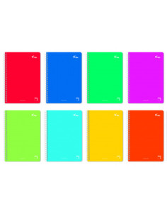 CUADERNO ESPIRAL SERIE  XTRA PLUS TAPA DURA 90 GRS. 4º (155X215MM.) 80 HOJAS CUADRÍCULA 4X4 CON MARGEN SURTIDO PACSA 16277