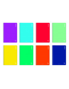 CUADERNO ESPIRAL SERIE BASIC TAPA BLANDA 60 GRS. FOLIO (215X310MM.) 80 HOJAS HORIZONTAL CON MARGEN 8 COLORES SURTIDOS PACSA 1641