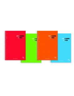 CUADERNO ESPIRAL SERIE SUPERBLOCK EXTRA TAPA DURA 90 GRS. A-4 (210X297MM.) MICROPERFORADO 120 HOJAS CUADRÍCULA 5X5 + GRECA SURTI