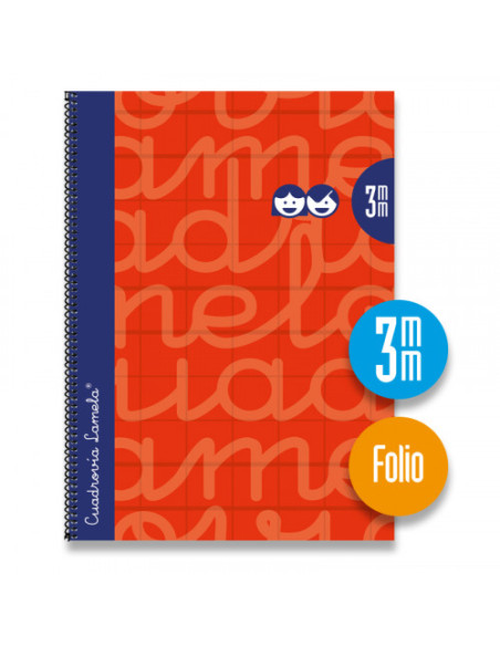 CUADERNO FOLIO FORRADO RAYADO 3 MM ROJO LAMELA 7FTE003R
