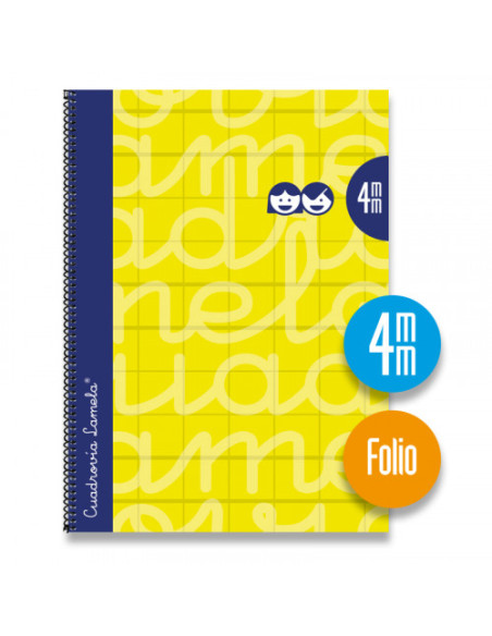 CUADERNO FOLIO FORRADO RAYADO 4 MM AMARILLO LAMELA 7FTE04AM