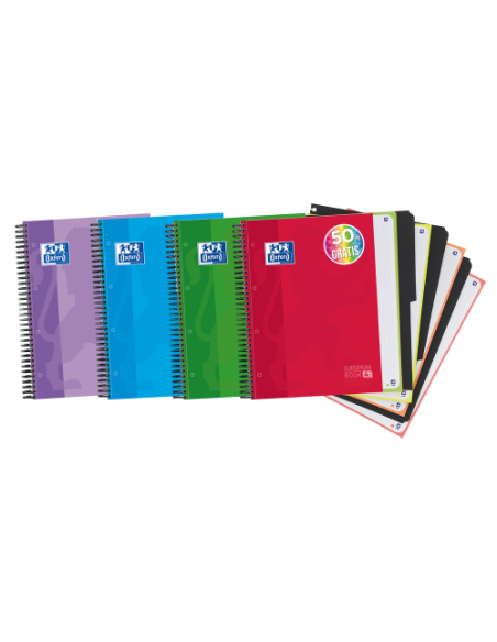 CUADERNO EUROPEANBOOK 4 TAPA EXTRADURA A4+ 120 HOJAS 5X5 COLORES SURTIDOS CON SEPARADORES-50% HOJAS GRATIS OXFORD 400027275