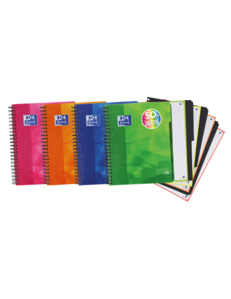 CUADERNO EUROPEANBOOK 4 TAPA PLASTICO A4+ 120 HOJAS 5X5 COLORES SURTIDOS CON SEPARADORES-50% HOJAS GRATIS OXFORD 400027277