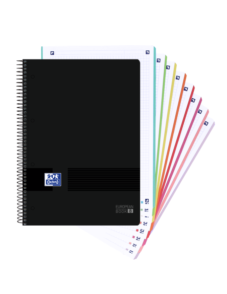 CUADERNO OXFORD EUROPEANBOOK 8 TAPA PLASTICO A4+ 160 HOJAS 5X5 COLOR NEGRO-TURQUESA BLACK N COLORS   400088489