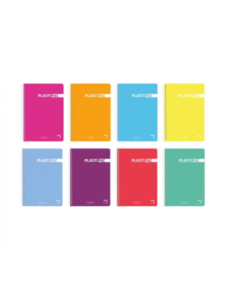 CUADERNO PLASTIPAC 90 GRS. TAPA POLIPROPILENO 4º 80 HOJAS 5X5 CON MARGEN SURTIDO PACSA 15564