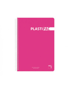 CUADERNO PLASTIPAC 90 GRS. TAPA POLIPROPILENO 4º 80 HOJAS LISO CON MARGEN SURTIDO PACSA 16573