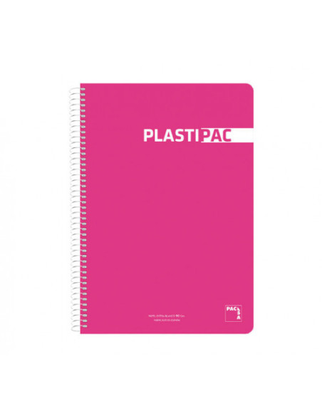 CUADERNO PLASTIPAC 90 GRS. TAPA POLIPROPILENO 4º 80 HOJAS LISO CON MARGEN SURTIDO PACSA 16573