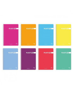 CUADERNO PLASTIPAC 90 GRS. TAPA POLIPROPILENO FOLIO 80 HOJAS LISO CON MARGEN SURTIDO PACSA 16567