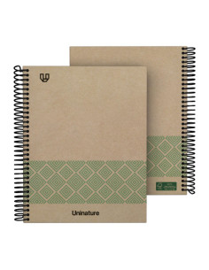 CUADERNO RECICLADO A5 KRAFT SOFT TAPA DURA 80 HOJAS 90GR CUADRICULA 4X4 MM VERDE UNINATURE 88538720