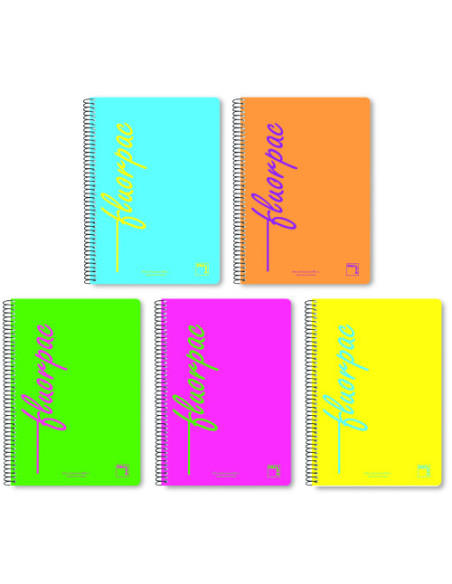 CUADERNO SERIE FLUORPAC TAPA POLIPROPILENO 90 GRS. FLUOR 4º (155X215MM.) 80 HOJAS CUADRÍCULA 4X4 CON MARGEN SURTIDO PACSA 16552