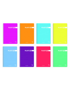 CUADERNO SERIE PLASTIPAC 90 GRS. TAPA POLIPROPILENO 4º (155X215MM.) 80 HOJAS HORIZONTAL 8 CON MARGEN SURTIDO PACSA 16569