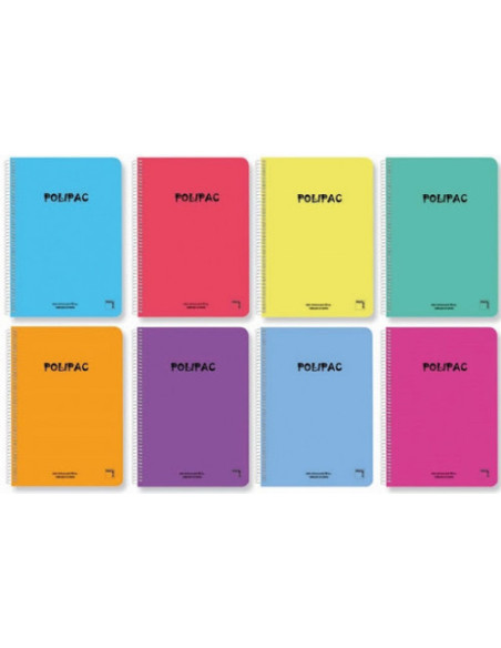 CUADERNO SERIE POLIPAC TAPA POLIPROPILENO 4º (155X215MM.) 80 HOJAS CUADRÍCULA 4X4 8 COLORES SURTIDOS PACSA 16962