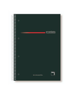 CUADERNO SERIE PREMIUM TAPA EXTRA DURA 70 GRS. A-4 (210X297MM.) MICROPERFORADO 160 HOJAS CUADRÍCULA 5X5 + GRECA NEGRO PACSA 1639