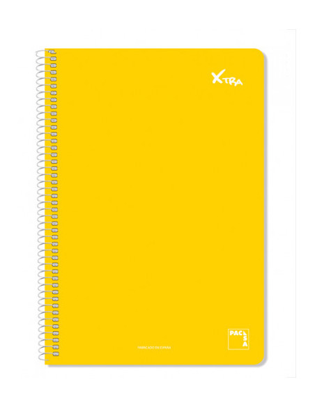 CUADERNO SERIE XTRA 60GR.TAPA CONTRACOLADA FOLIO (215X310MM.) 80 HOJAS CUADRÍCULA 4X4 COLOR AMARILLO PACSA 16050
