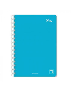 CUADERNO SERIE XTRA 60GR.TAPA CONTRACOLADA FOLIO (215X310MM.) 80 HOJAS CUADRÍCULA 4X4 COLOR AZUL PACSA 16070