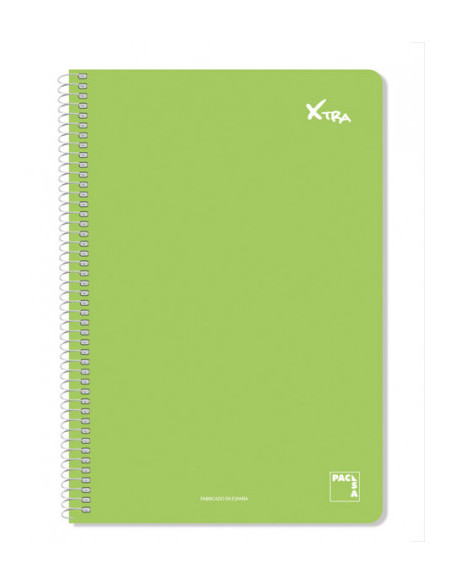 CUADERNO SERIE XTRA 60GR.TAPA CONTRACOLADA FOLIO (215X310MM.) 80 HOJAS CUADRÍCULA 4X4 COLOR VERDE OSCURO PACSA 16078