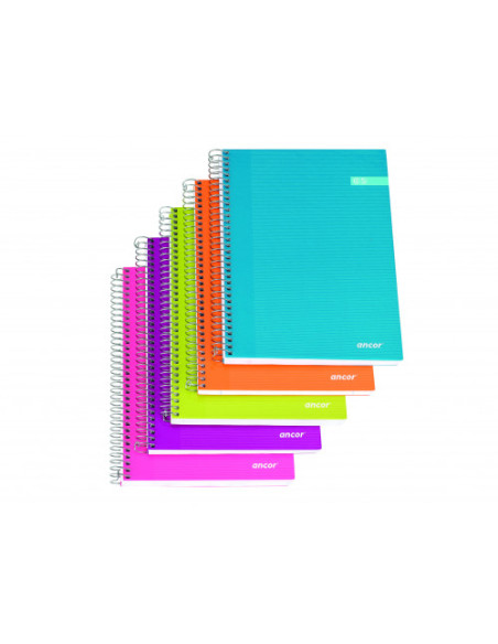 CUADERNO TAPA FORRADA A5 CUADROS 5X5 120 HOJAS 70G SURTIDO MODA CLASSIC STRIPES ANCOR 040098