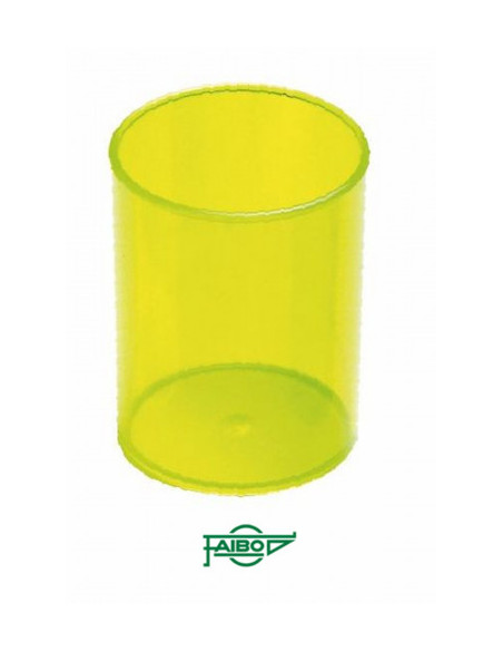 CUBILETE DE SOBREMESA DE PLASTICO 78 MM. DIAMETRO X 100 MM. ALTO TRANSPARENTE AMARILLO FAIBO 205-20