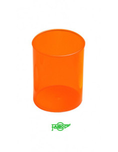 CUBILETE DE PLASTICO 78 MM. DIAMETRO X 100 MM. ALTO TRANSPARENTE NARANJA FAIBO 205-18 2
