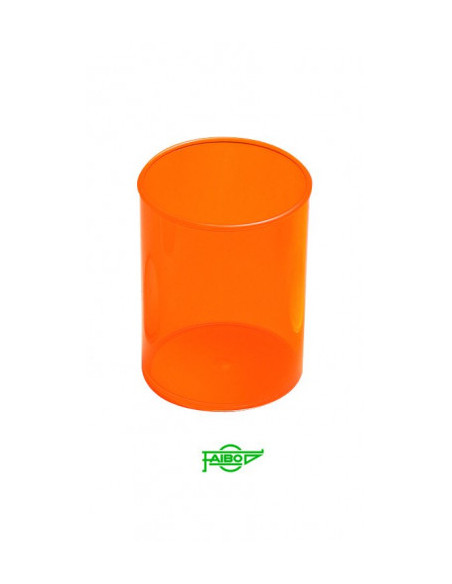 CUBILETE DE SOBREMESA DE PLASTICO 78 MM. DIAMETRO X 100 MM. ALTO TRANSPARENTE NARANJA FAIBO 205-18