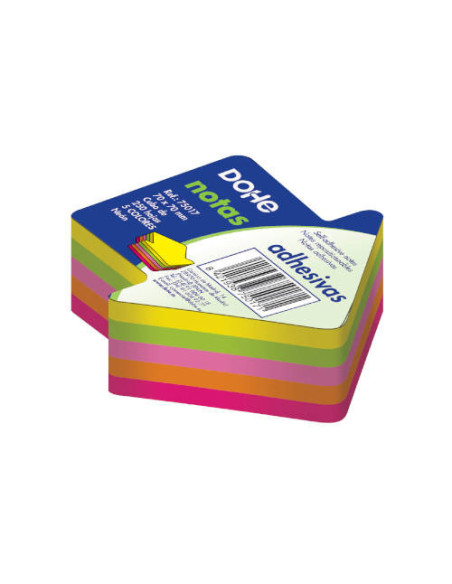 CUBO FLECHA 250 NOTAS 5 COLORES SURTIDOS NEÓN 70X70 DOHE 75017