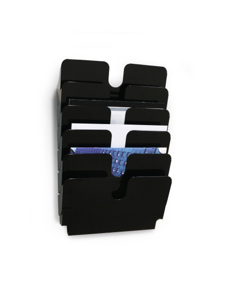 DISPENSADOR PARED FLEXIPLUS 6 COMPARTIMENTOS A4 HORIZONZAL NEGRO DURABLE 1700014061