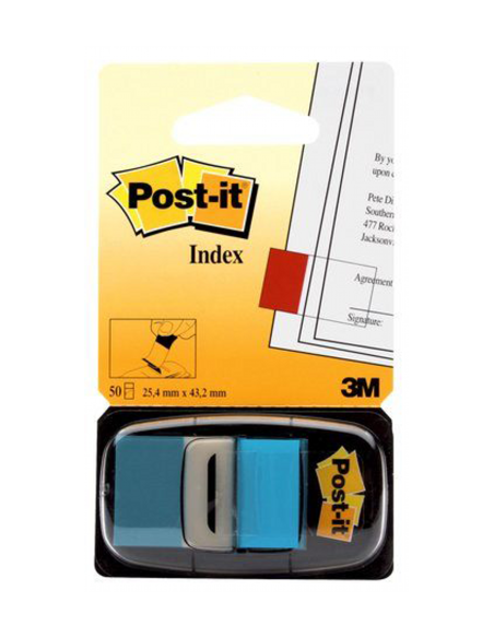 PACK 12 DISPENSADORES DE 50 UNIDADES INDEX AZUL BRILLO (25.4X43.1) POST-IT 3M68023