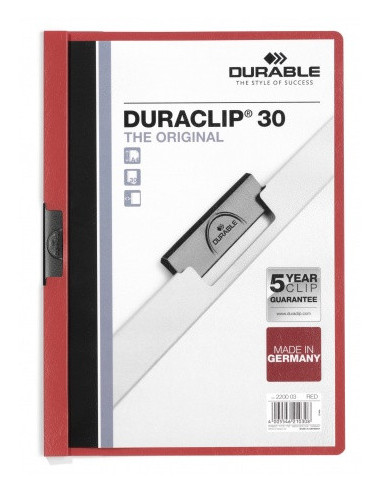 DOSSIER CON CLIP 30 H A4 ROJO DURABLE 2200-03