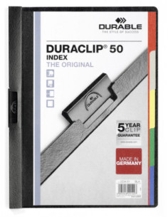 DOSSIER CON CLIP ORIGINAL INDEX A4 CAPACIDAD 50H NEGRO DURABLE 2234-01