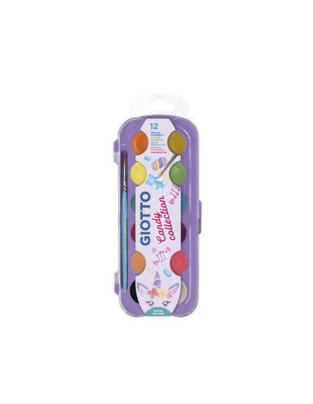 ESTUCHE 12 ACUARELAS CANDY COLLECTION 30 MM + PINCEL GIOTTO F351600