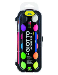 ESTUCHE 12 ACUARELAS FLUO 30 MM + PINCEL  GIOTTO F351400