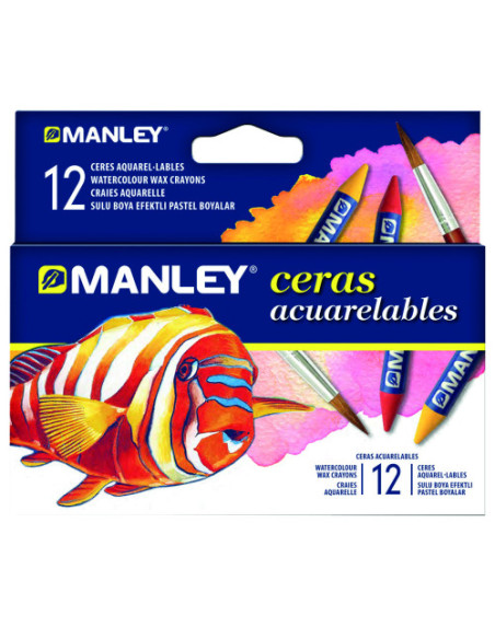 ESTUCHE 12 CERAS ACUARELABLES MANLEY MNQ00412