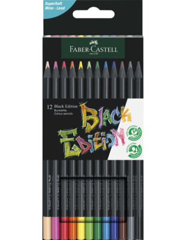 ESTUCHE 12 LÁPICES DE COLORES BLACK EDITION. FABER CASTELL 116412