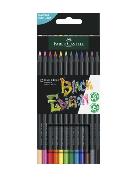 ESTUCHE 12 LÁPICES DE COLORES BLACK EDITION. FABER CASTELL 116412