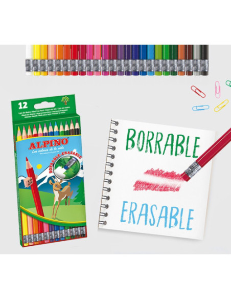 ESTUCHE 12 LÁPICES DE COLORES BORRABLES ALPINO AL013654