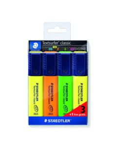 ESTUCHE 3 + 1REGALO MARCADORES FLUORESCENTE CLASSIC 364 TEXTSURFER(R) STAEDTLER 364-S WP4P