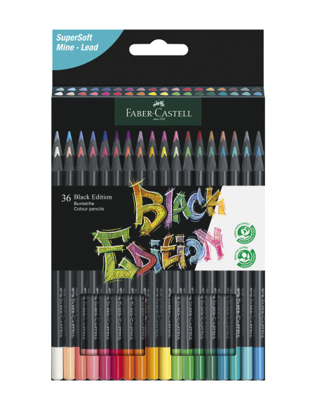 ESTUCHE 36 LÁPICES DE COLORES BLACK EDITION. FABER CASTELL 116436