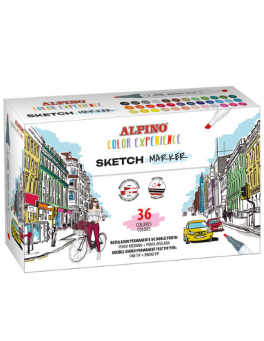 ESTUCHE 36 SKETCH MARKERS COLOR EXPERIENCE ALPINO AR001066