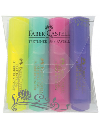 ESTUCHE 4 MARCADORES FLUOR TEXTLINER SURTIDO PASTEL FABER CASTELL 154610