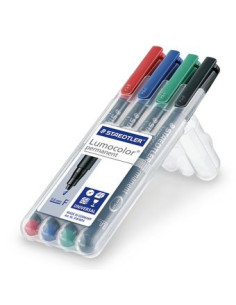 ESTUCHE 4 MARCADORES LUMOCOLOR PERMANENTE PUNTA FINA 0 2