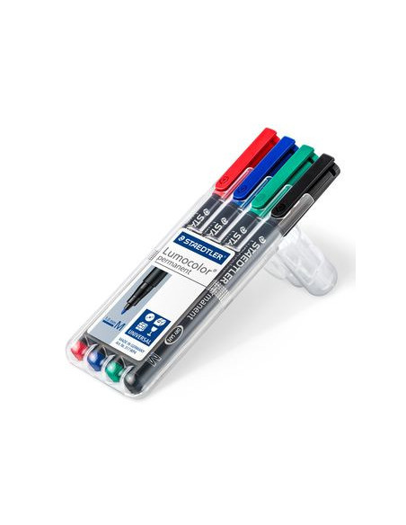 ESTUCHE 4 MARCADORES LUMOCOLOR PERMANENTE PUNTA MEDIA 1MM. SURTIDOS STAEDTLER 317 WP4