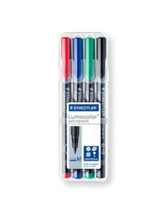 ESTUCHE 4 MARCADORES LUMOCOLOR PERMANENTE PUNTA MEDIA 1MM. SURTIDOS STAEDTLER 317 WP4 2