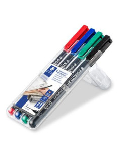 ESTUCHE 4 MARCADORES LUMOCOLOR PERMANENTE PUNTA SUPERFINA 0