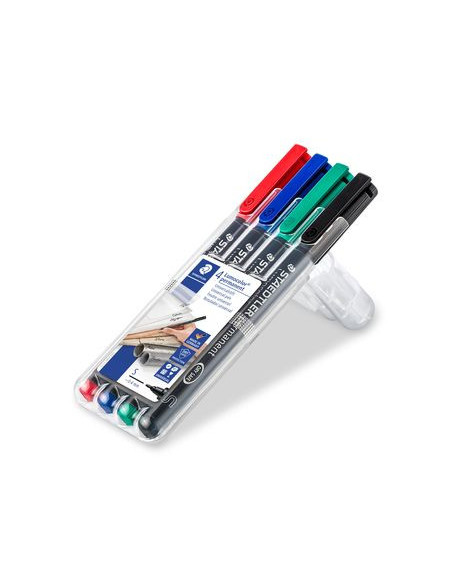 ESTUCHE 4 MARCADORES LUMOCOLOR PERMANENTE PUNTA SUPERFINA 0