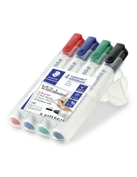 ESTUCHE 4 MARCADORES PIZARRA LUMOCOLOR MARKER 351 TRAZO 2MM. SURTIDOS STAEDTLER 351 WP4