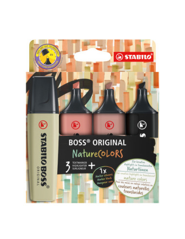 ESTUCHE 4 UDS MARCADORES STABILO BOSS ORIGINAL NATURECOLORS (137