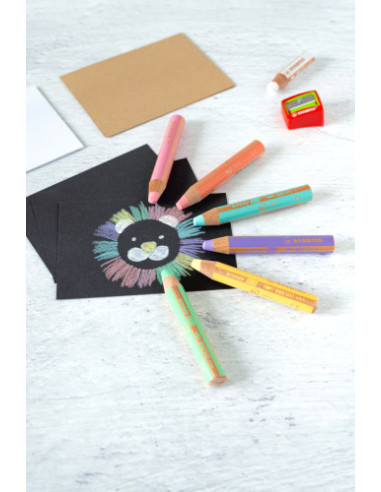 ESTUCHE 6 LAPICES + SACAPUNTAS WOODY 3 COLORES...