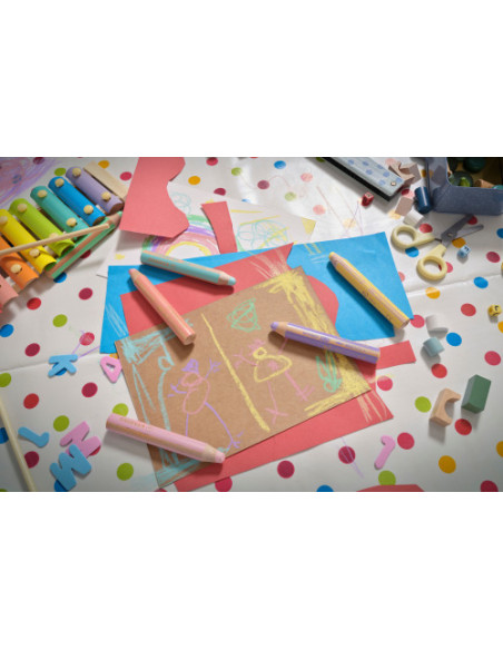 ESTUCHE 6 LAPICES + SACAPUNTAS WOODY 3 COLORES EN 1 TONOS PASTEL STABILO 8806-3